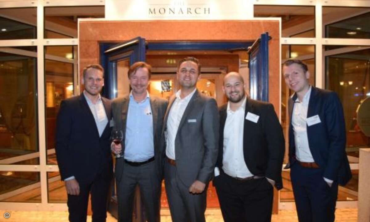 Geballte Security-, MSP- und TK-Power unter der Krone des Monarch-Hotels: Denis Brendelberger und Bernhard Oertel (Sophos), Özkan Topal (Rohde & Schwarz), Francesco Dibartolo (Solarwinds MSP) und Stefan Adelmann (funkschau) (Foto: CRN)