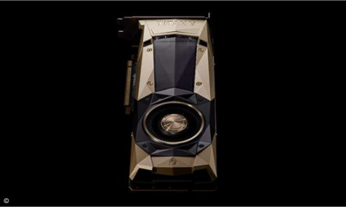 Die in edlem Goldton glänzende Titan V... (Foto: Nvidia)
