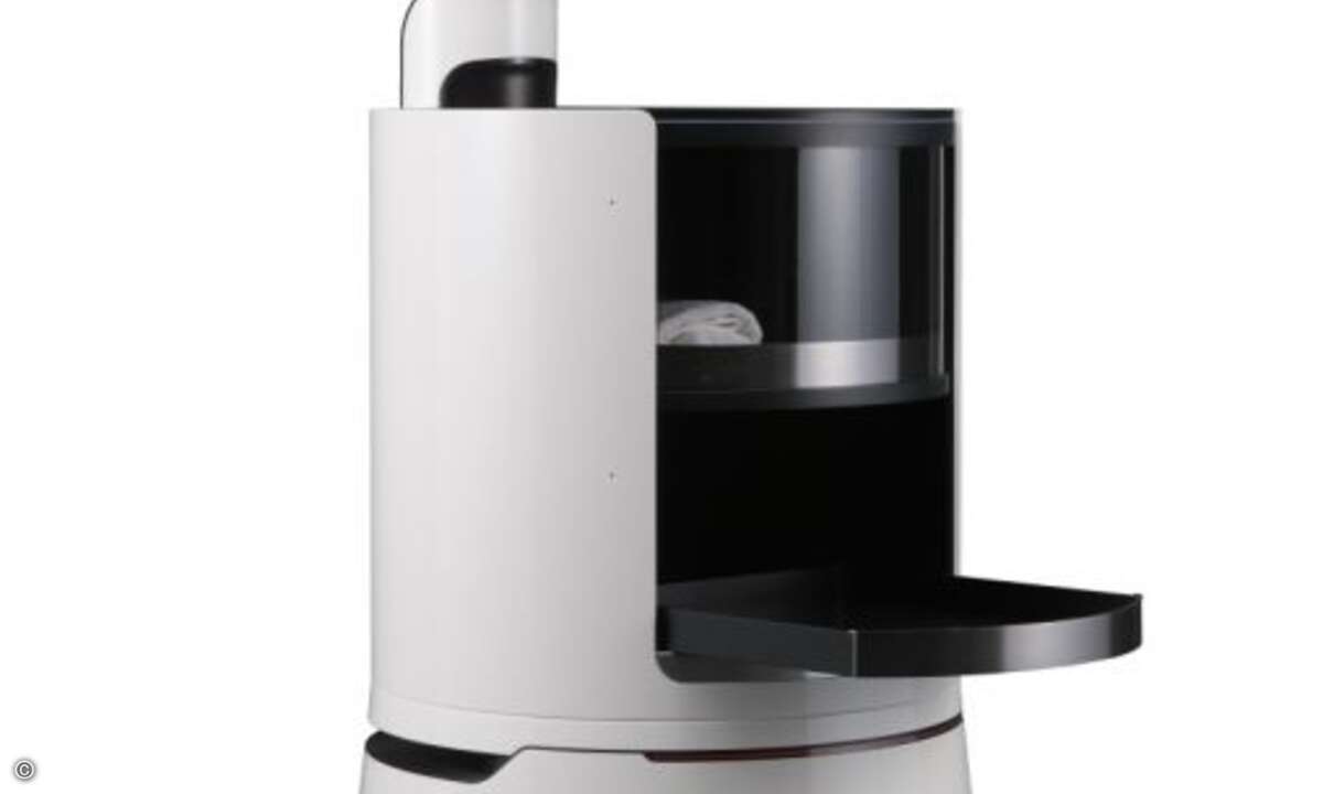 Der neue »Serving Robot« kann Gäste in Hotels und Flughafen-Lounges mit Speisen und Getränken versorgen (Bild: LG)