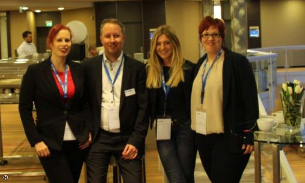 Gina Gießmann von CRN (2.v.re.) mit dem Ingram-Team Cornelia Luipold, Stefan Knobl und Iris Kreuzer (Foto: Ingram Micro)