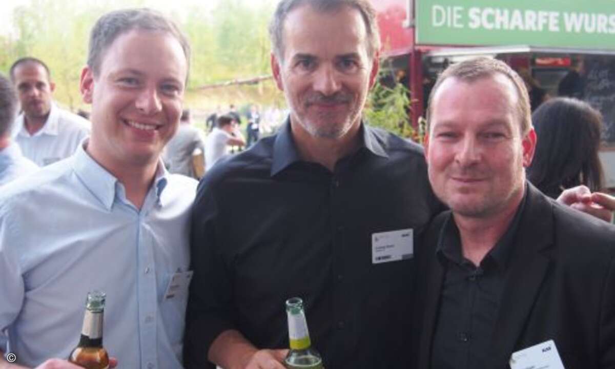 (v. links) Acmeo-Chef Henning Meyer, Andreas Bortoli vom Systemhaus Neumeier und Volker Hagen von Synaxon (Bild: CRN)
