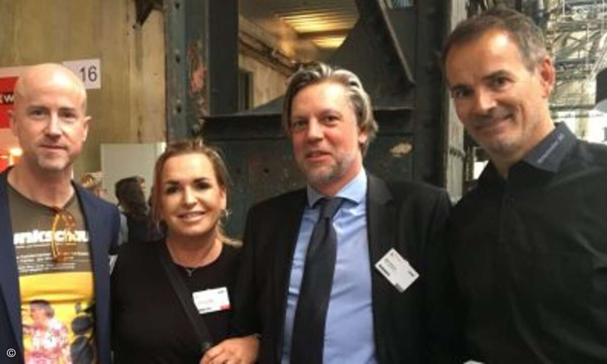 (v. links) Matthäus Hose (Weka Fachmedien), Carolin Schlüter (CRN), Maik Wetzel (Eset), Andreas Bortoli (Neumeier AG) (Bild: CRN)