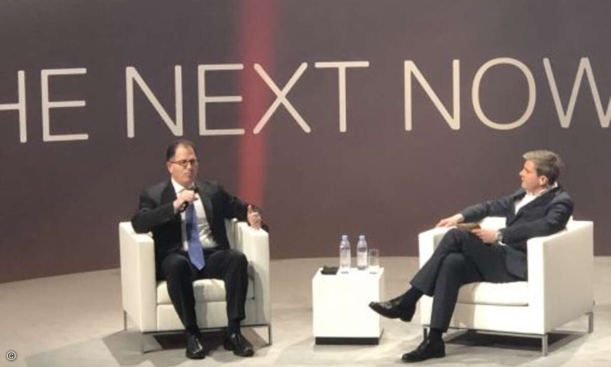Michael Dell (links) mit Thomas Ramge, Technologie-Korrespondent des Wirtschaftsmagazins Brand eins, der die Digitalkonferenz moderierte (Bild: CRN)