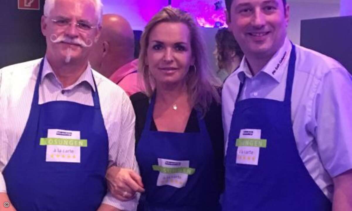 Gelehrige Starkoch-Schüler: Markus Muxfeld (Microsoft, li.), Carolin Schlüter (CRN) und Ferdinand Philipps (PH-Soft Computer) (Bild: CRN)