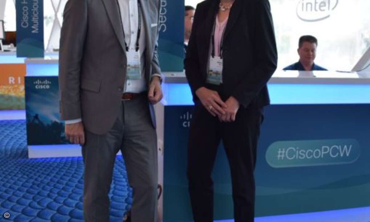 Cisco BU-Leiter Jörg Richter und Managing Director Barbara Koch (beide Techdata) tauschten sich auch mit CRN aus
(Foto: CRN)