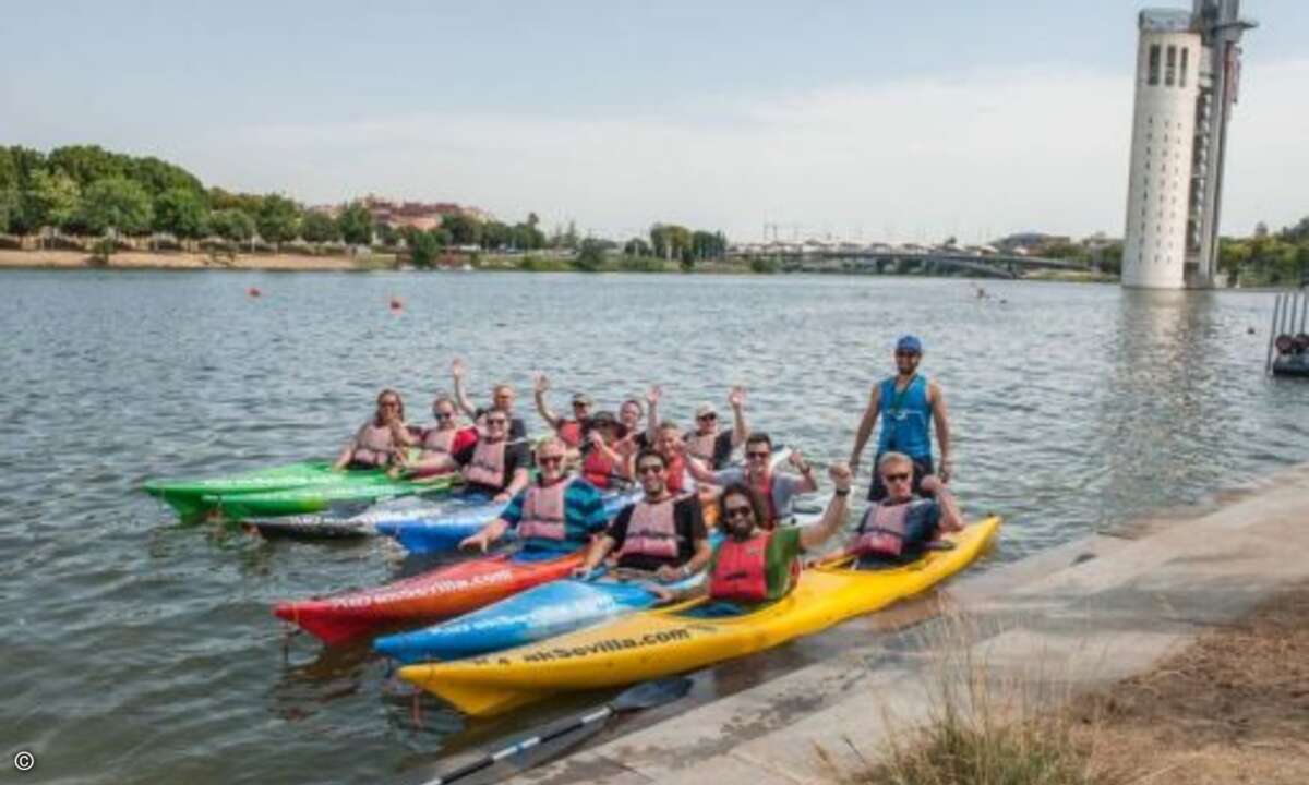 Für die Wagemutigen ging es per Kajak auf den Guadalquivir, ... (Foto: Graham Lee Photography / NetApp)