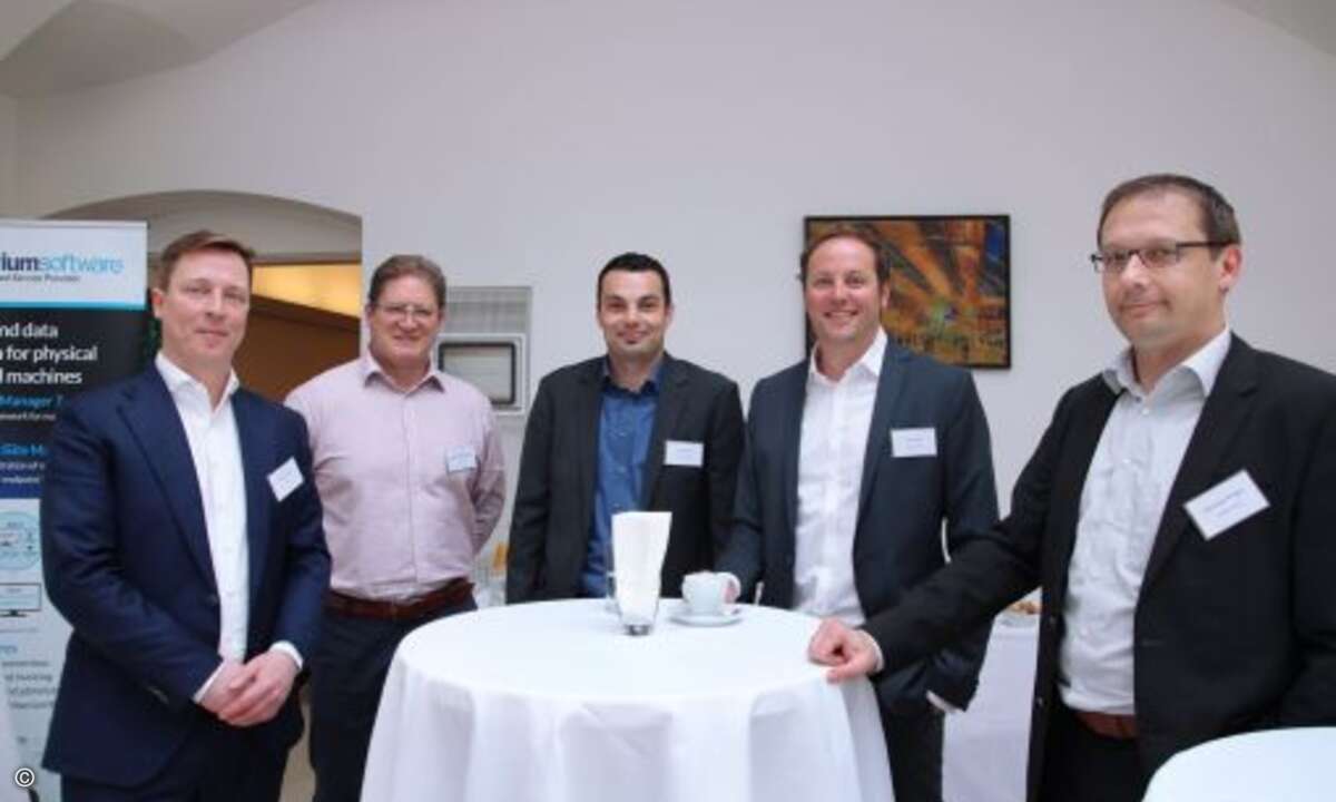(v. links) René Brünler (Nitro), Stephen MacPherson (Macrium), Timo Winter, Oliver Roth und Alexander Köntges (alle Prianto) (Bild: Prianto)