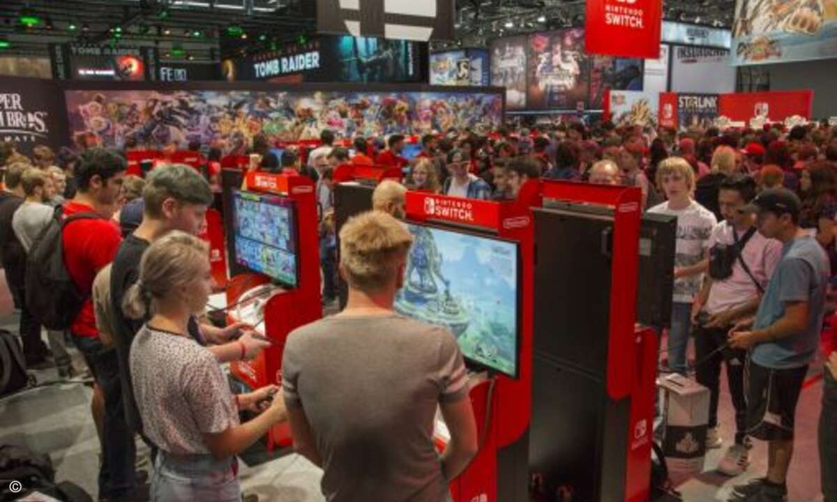 Großer Andrang an den Stände der Branchführer wie hier bei Nintendo (Bild: Koelnmesse)