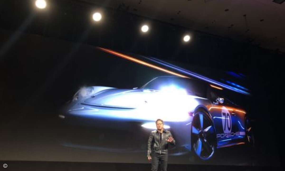 Huang demonstrierte, was mit Hilfe von AI heute schon möglich ist, zum Beispiel fotorealistische Videos (Bild: CRN)