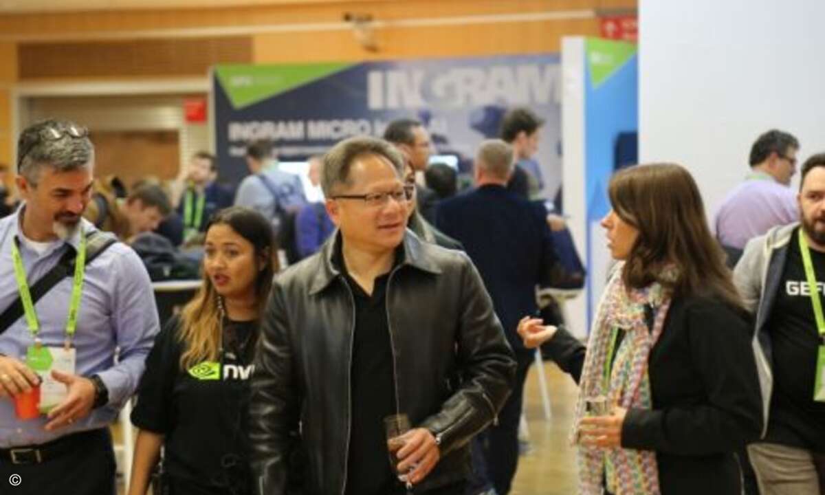 Ein CEO zum Anfassen: Jensen Huang suchte das Gespräch mit den Teilnehmern der GTC (Bild: Nvidia)