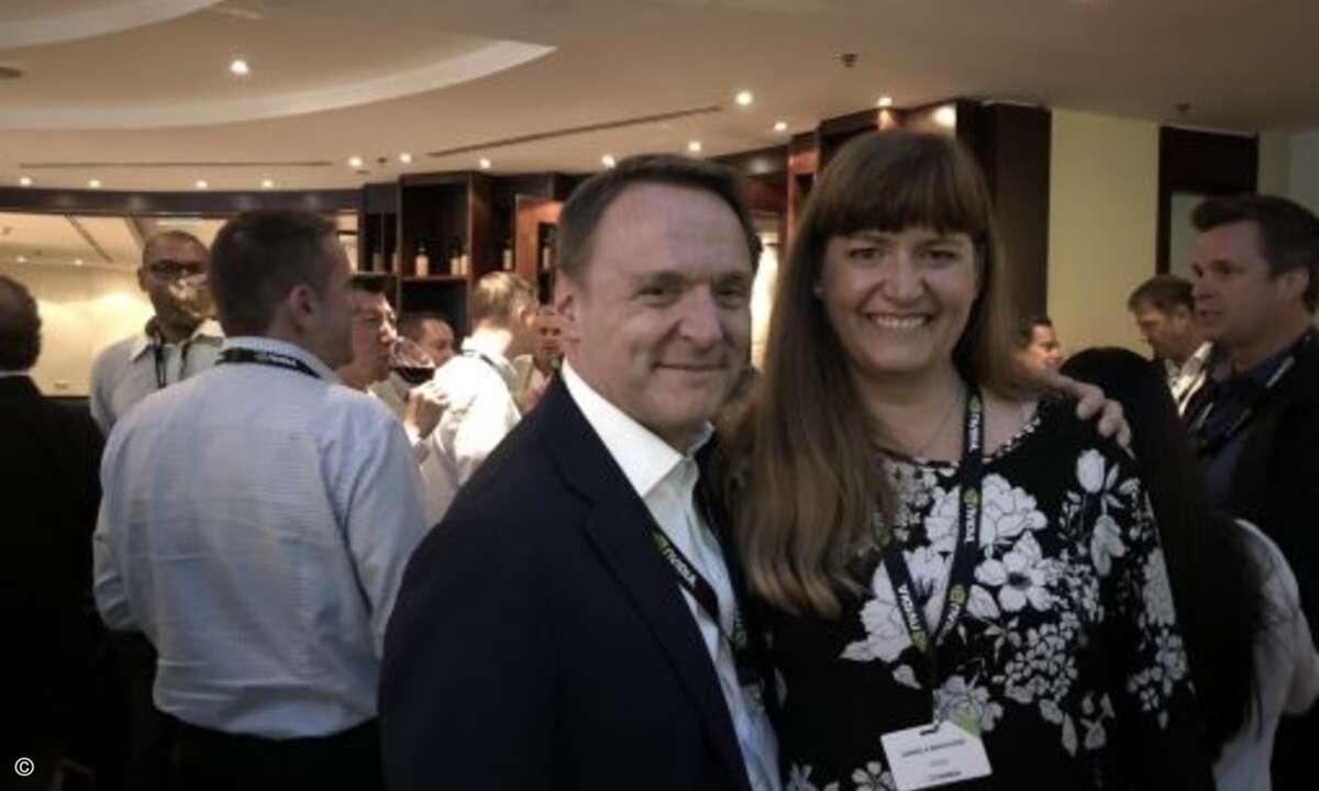 Bereits am Vortag der GTC hatte Nvidia seine Enterprise-Partner zur Channel-Konferenz eingeladen: Richard Jackson, VP der EMEA-Partnerorganisation, und Daniela Marggraf, GRID Partner Channel Business Manager, nutzten die Gelegenheit zum Networking (