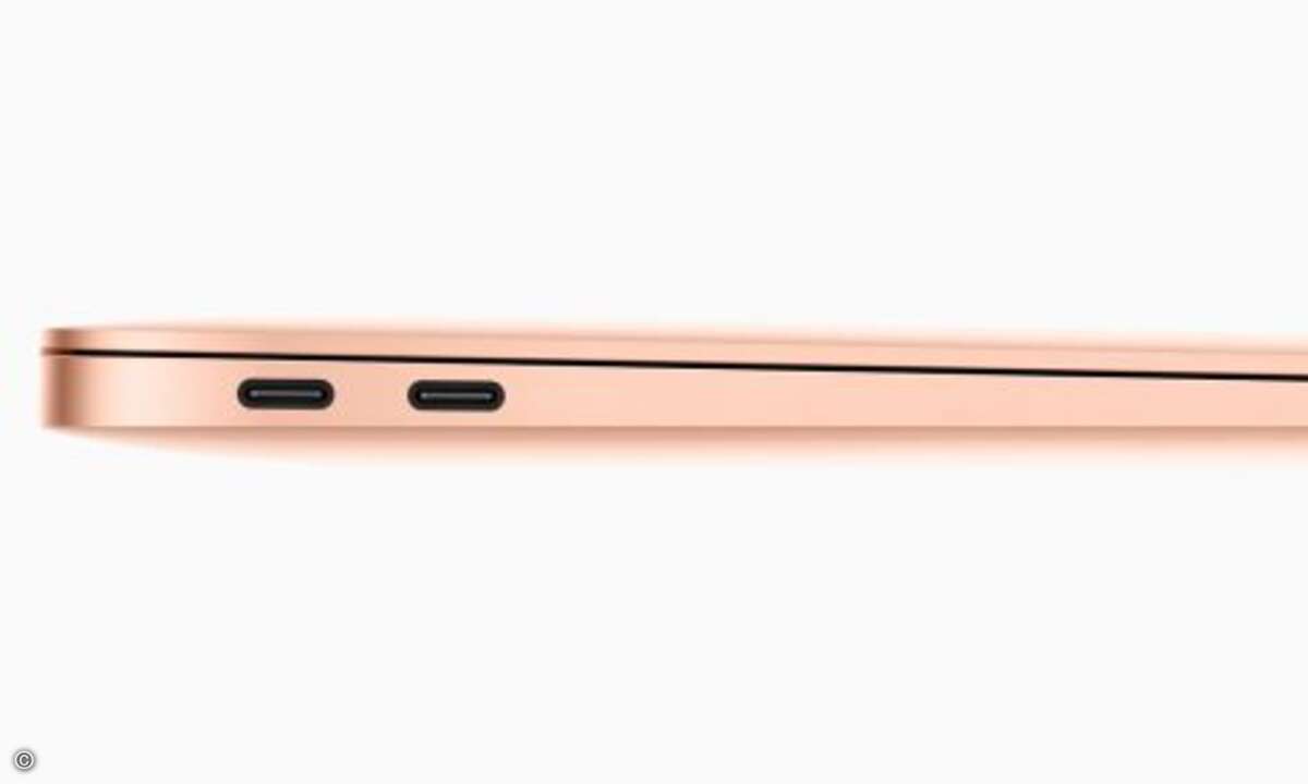 Mit Thunderbolt 3 lässt sich das MacBook Air aufladen, Daten schnell übertragen und eine Vielzahl von Geräten über den gleichen Port anschließen (Foto: Apple)