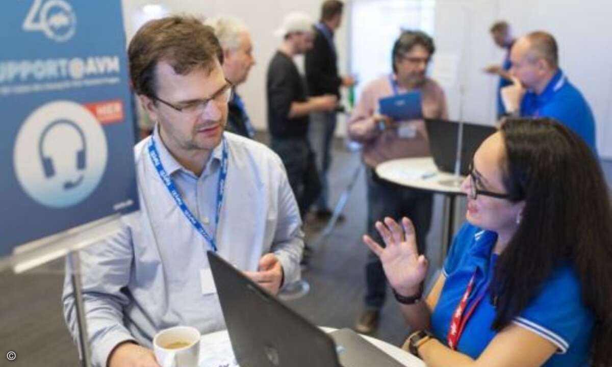 An den AVM-Support-Ständen herrscht in den Pausen viel Betrieb, Foto: AVM