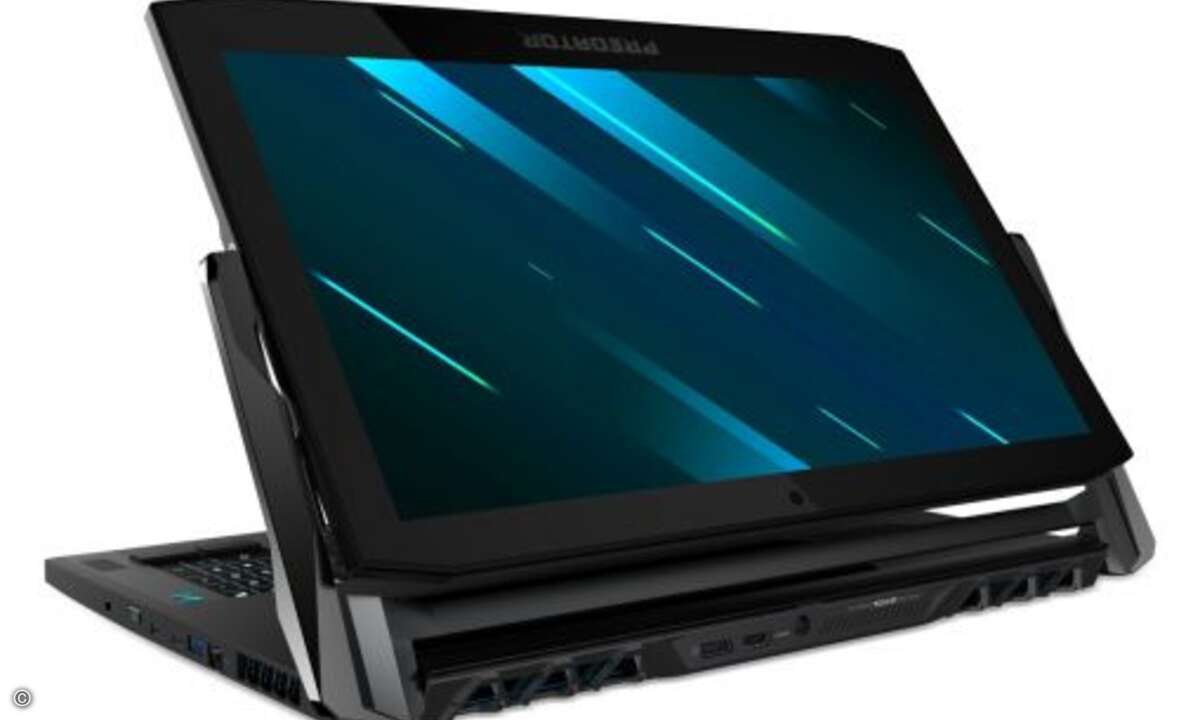 Das »Predator Triton 900« ist ein Gaming-Notebook mit neuem, innovativem Formfaktor. Das Display lässt sich drehen, kippen oder neigen. Zocker können so zwischen vier Nutzungsmodi wechseln. (Bild: Acer)