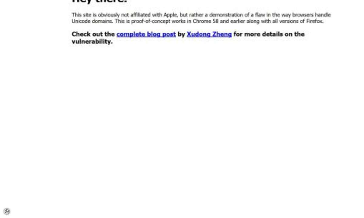 Im Names des Opfers Mails verschicken, funktioniert mit Punycode-Domains, die eine URL wie hier apple.com vorgeben. So werden auch Fake-Seiten bekannter Shops erstellt. Nicht jeder Browser, wie hier Firefox, schützt vor dieser Manipulation.