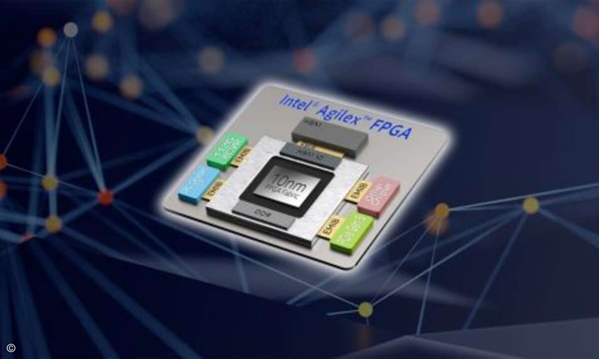 Zudem stellte Intel die nächste Generation der im 10nm-Verfahren gefertigten »Agilex FPGAs« (Field Programmable Gate Arrays) vor (Bild: Intel)