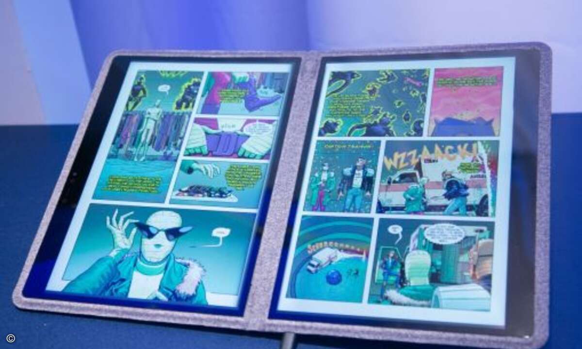 Intel zeigte auf der Computex auch eine Reihe von Kozeptstudien wie dieses Dual-Screen Device mit dem Codenamen »Twin River« (Bild: Intel)