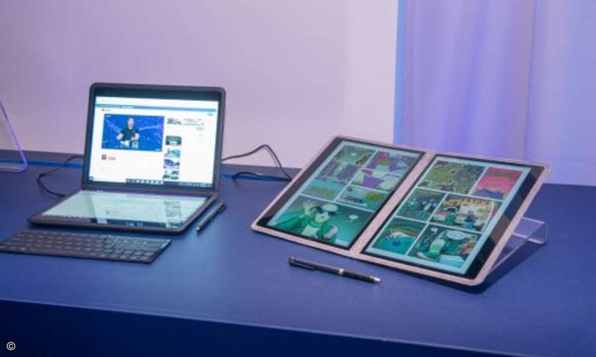 Der innovative 2-in-1-Formfaktor verfügt über ein 12,3-Zoll-Touchscreen-Display (Bild: Intel)