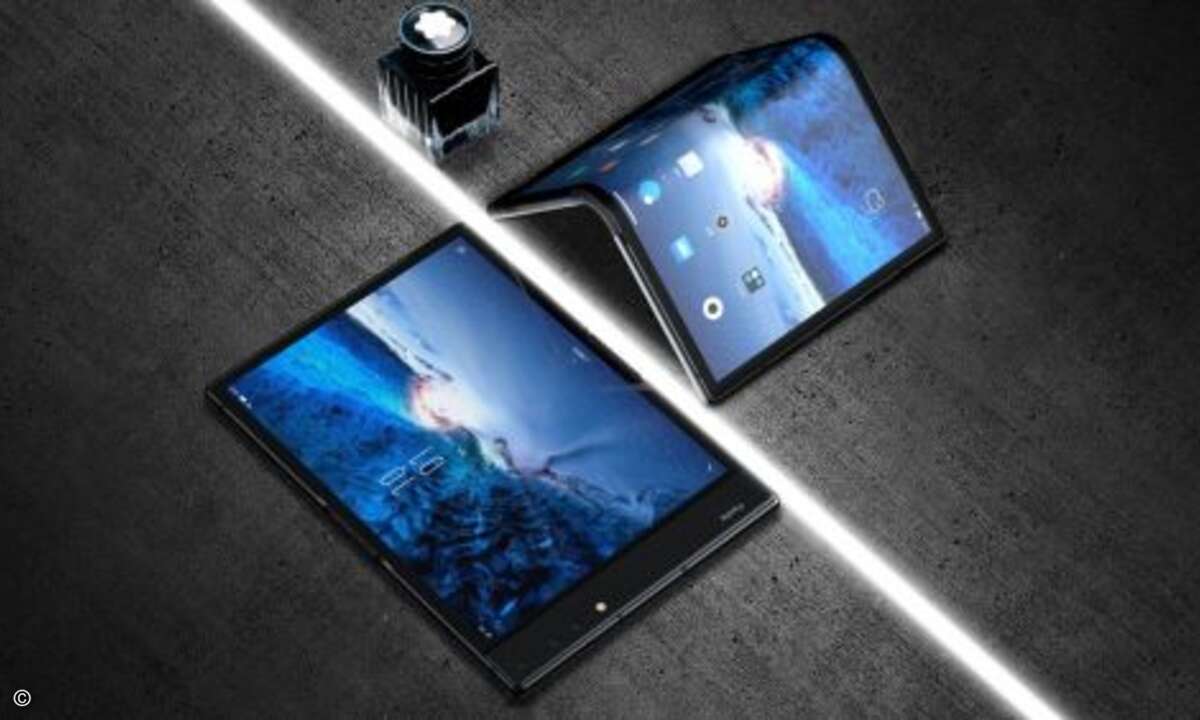Dank des biegsmane Displays lässt sich das »FlexPai« zu einem Tablet aufklappen (Bild: Royole)