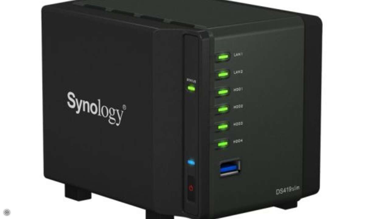 ... zwei USB-Anschlüsse, einen vorne und einen hinten (Foto: Synology)