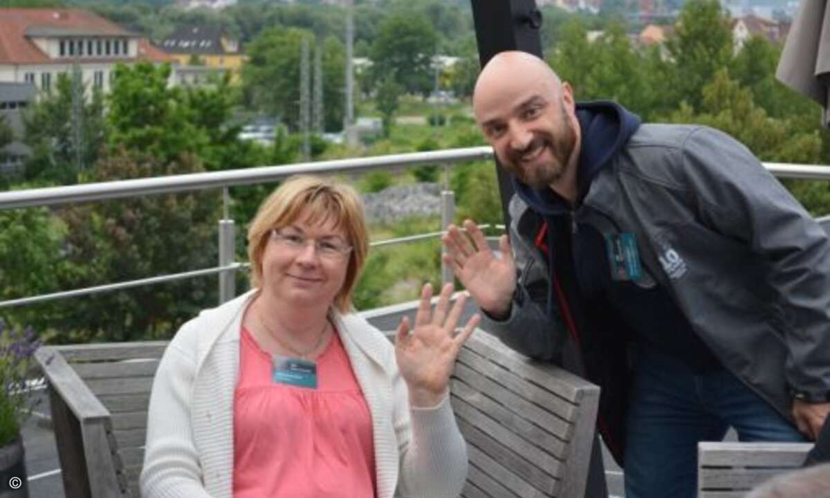 Gute Laune bei Michaela Berghof von CTM Kelm und Thomas Uhlemann von Eset (Foto: Eset)