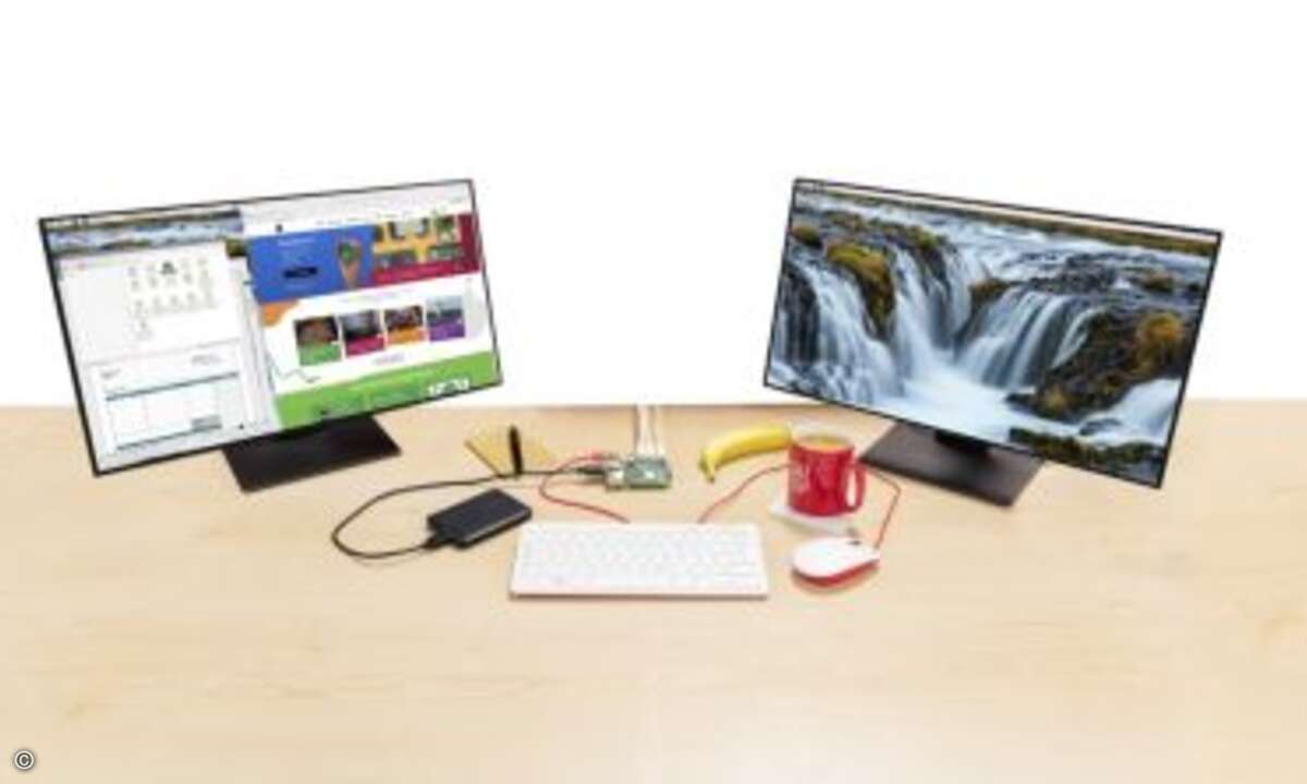 So eignet er sich beispielsweise für Digitalanzeigen mit zwei unabhängigen Bildschirmen und für High-End-Thin-Client-Installationen (Bild: Raspberry Pi Foundation)