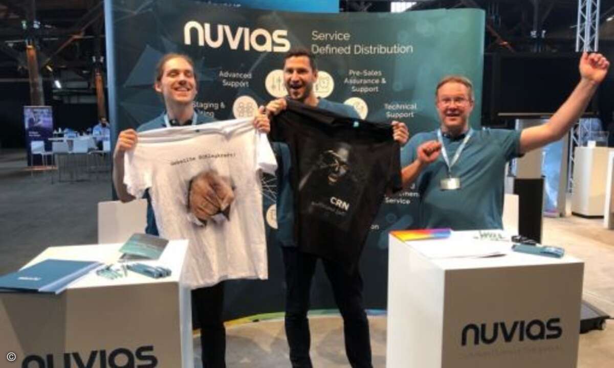 Gute Stimmung bei Robin Lohmann, Christian Schuhmann und Patrick Burmester von Nuvias (Foto: CRN)