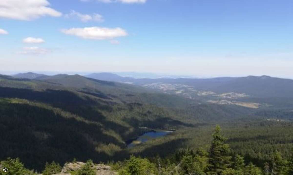 Blick auf den kleinen Arbersee und den Bayerischen Wald (Foto: CRN)