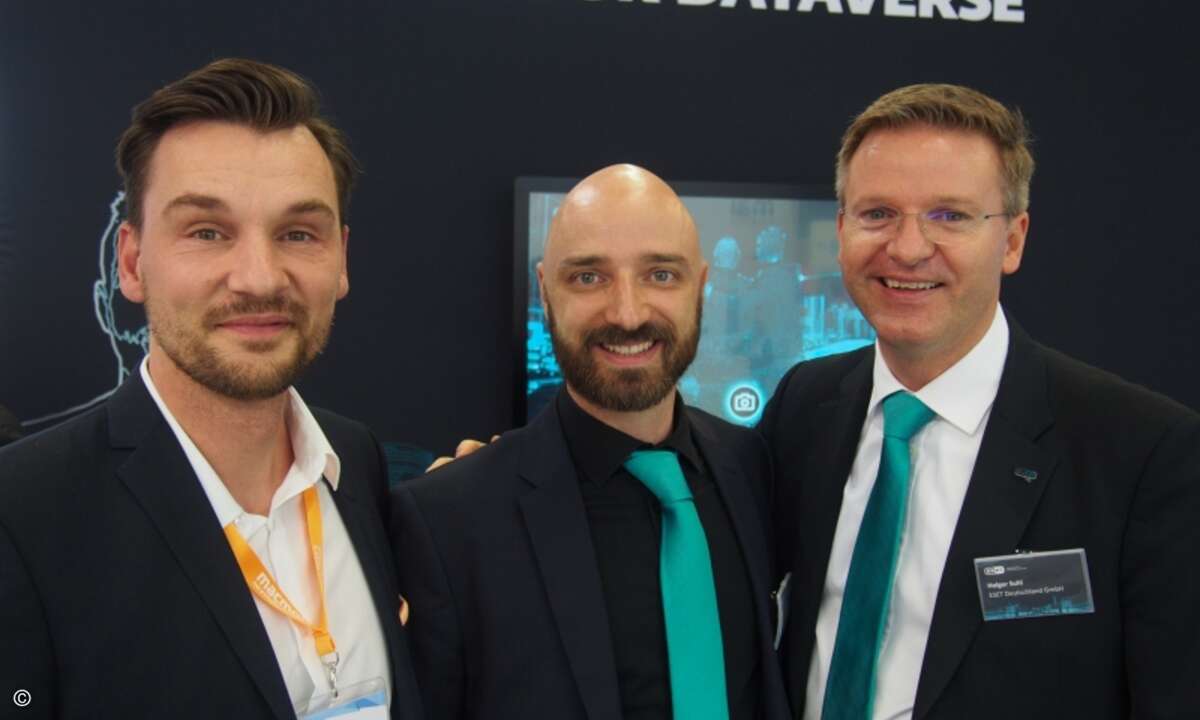 Christian Anding von Macmon mit Thomas Uhlemann und Holger Suhl von Eset (Foto: CRN)
