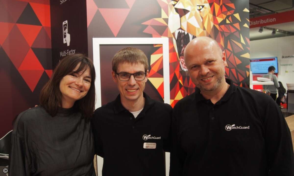 Rebecca Horn von Press'n'Relations mit Jonas Spieckermann und Paul Moll von Watchguard (Foto: CRN)