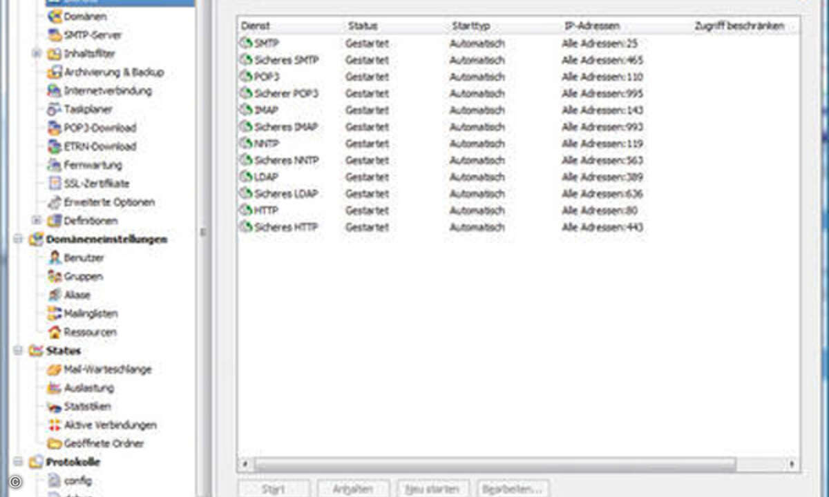 So geht´s auch: Mit dem Interface von Kerio lassen sich Windows- und Linux-Systeme übersichtlich managen