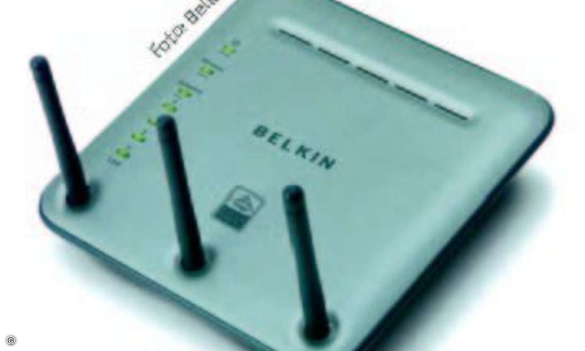 Der Wireless-Router Pre-N von Belkin verwendet MIMO-Mechanismen, um Geschwindigkeit der Funkübertragung zu erhöhen. Foto: Belkin