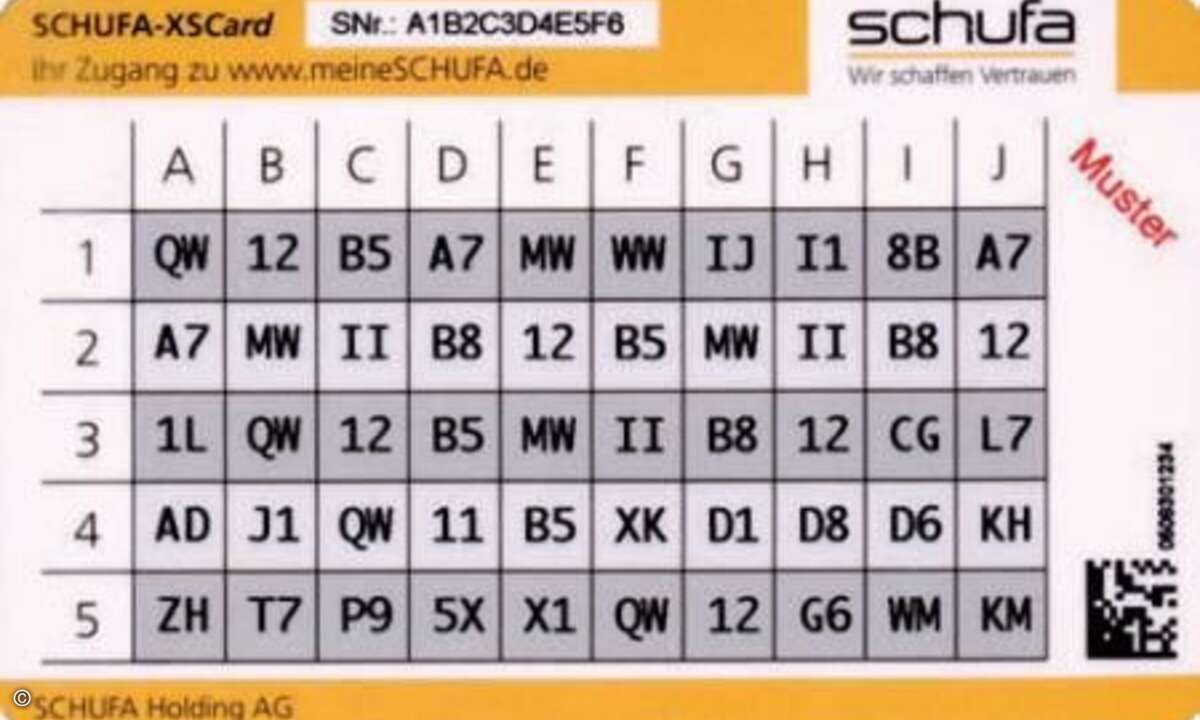 Eine solche »Bingo-Karte« ist künftig das Authentisierungsmittel zur Online-Abfrage der persönlichen Schufa-Daten. Foto: Schufa Holding AG