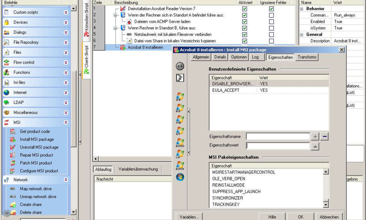 Viele Hersteller liefern ihre Software bereits als MSI-Paket aus, was deren Verteilung im Netzwerk sehr einfach macht. Bei Individualsoftware oder exotischeren Programmen, die nicht als MSI-Paket angeboten werden, sollte die Clientmanagement-Software