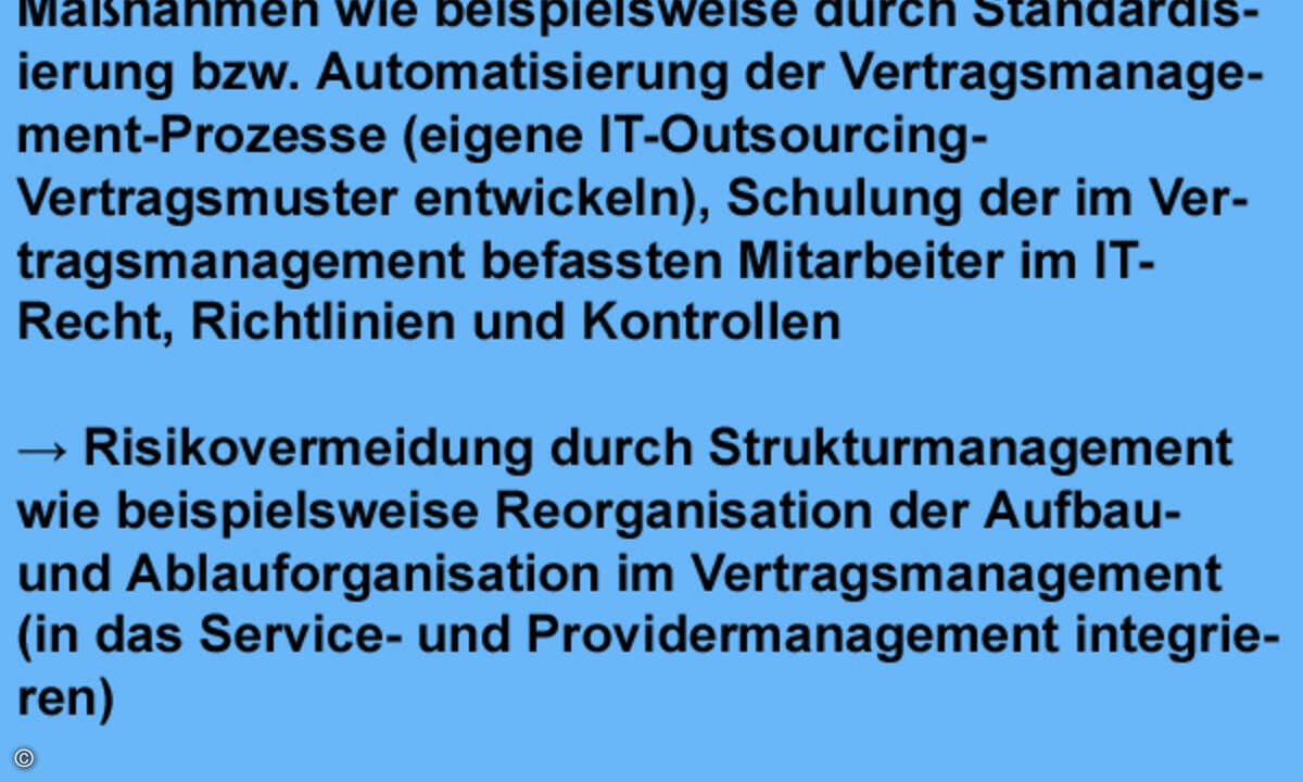 Handlungsfelder der Vorsorge im Vertragsrisikomanagement beim IT-Outsourcing