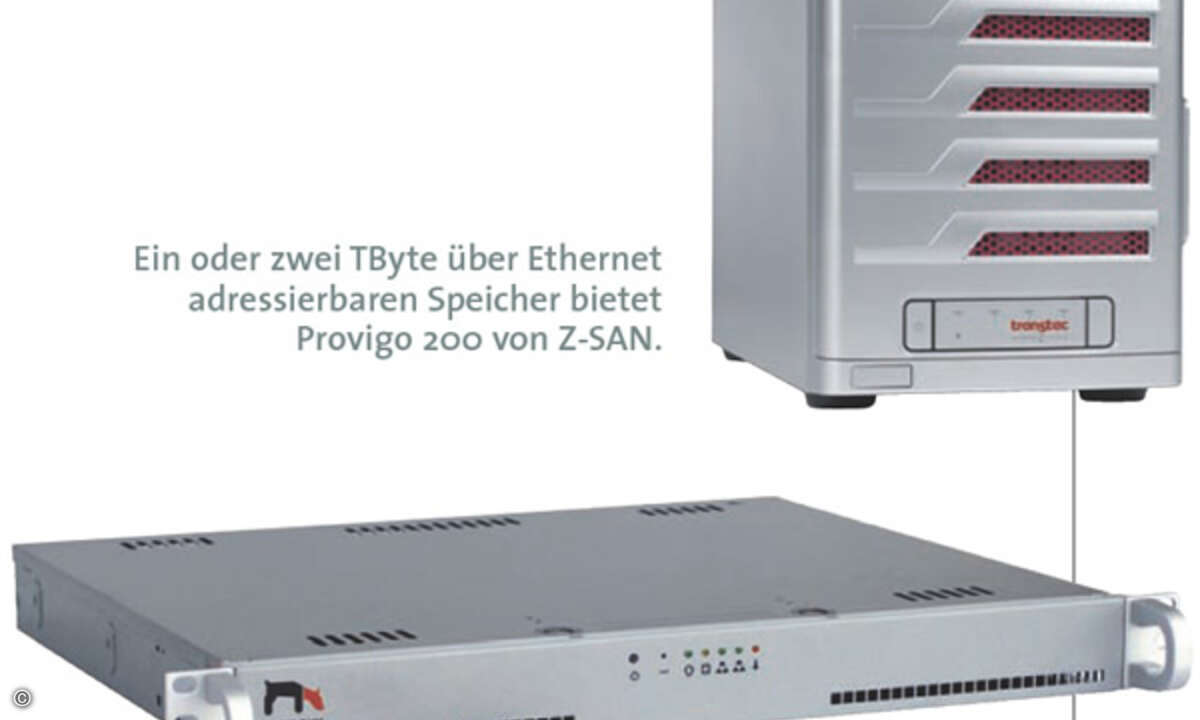 Ein oder zwei TByte über Ethernet adressierbaren Speicher bietet Provigo 200 von Z-SAN. Maildepot von Reddoxx ist eine Appliance zum Sichern, gesetzeskonformen Archivieren und Filtern von Mail.