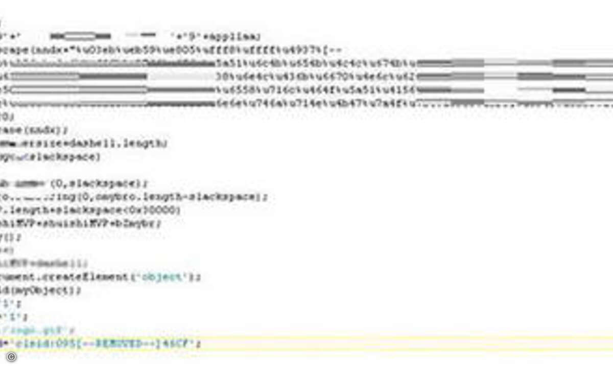 Exploit-Code, der die Schwachstelle in dem Video-ActiveX-Control von Microsoft ausnutzt (Quelle: Finjan).