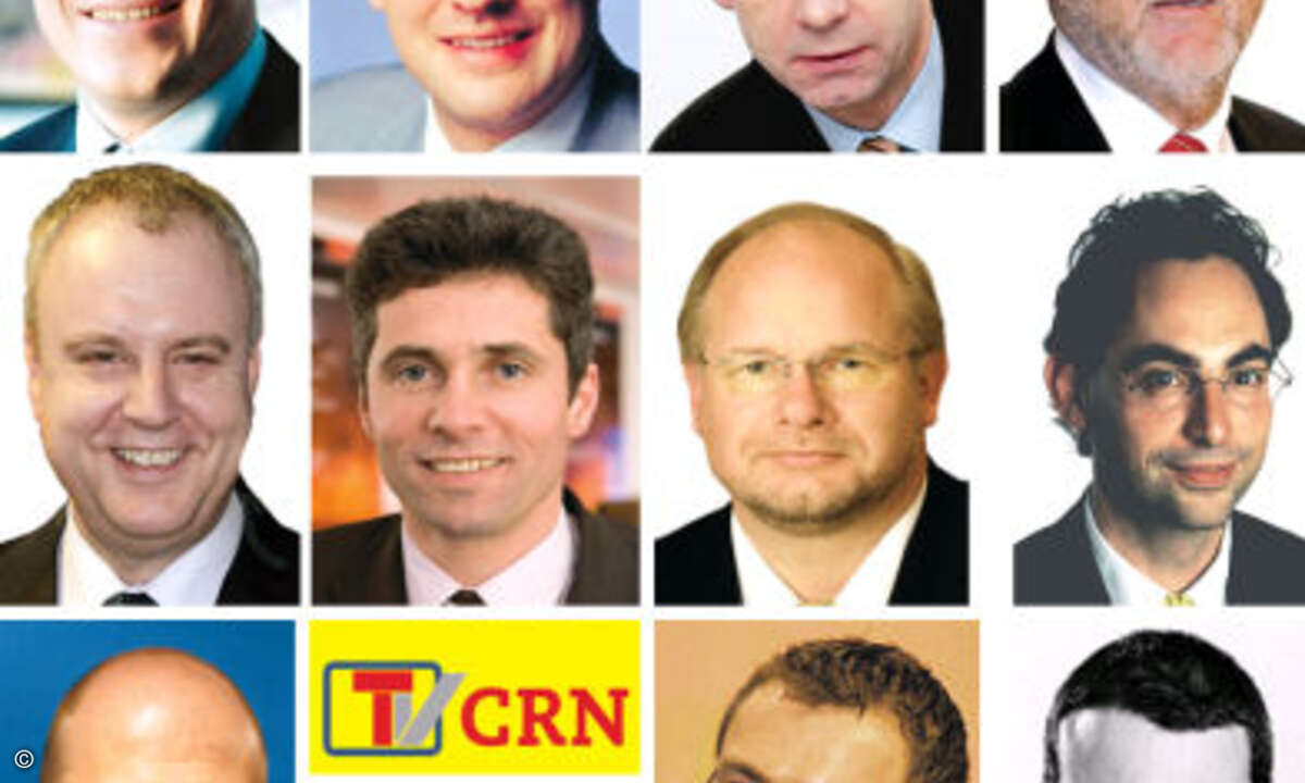 Cebit-Gäste bei CRN-TV: u.a. Robert Pasquier (Lenovo), Klaus Schichtherle (Tech Data), Gerhard Hundt (Avnet) und Heinz Paul Bonn (Bitkom)
