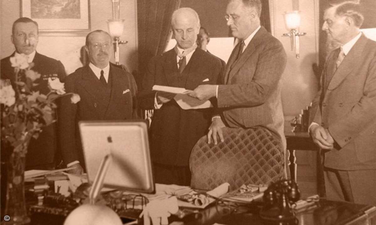 F.D. Roosevelt mit seinem Mac