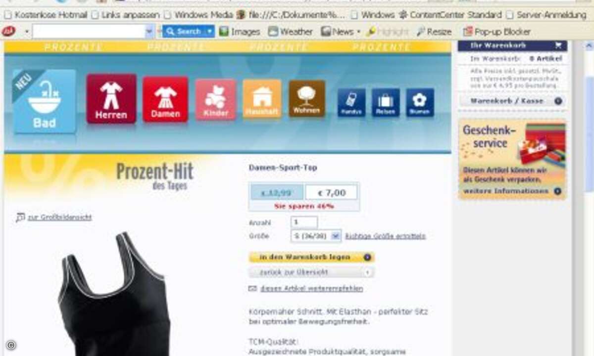 Zum Beispiel Tchibo.de arbeitet viel mit Live-Shopping-Elementen.