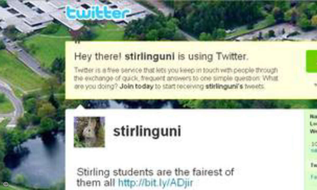 Die Uni Sterling twittert selbt: Ist das der Grund für sinkende Lehr- und Studienleistungen?