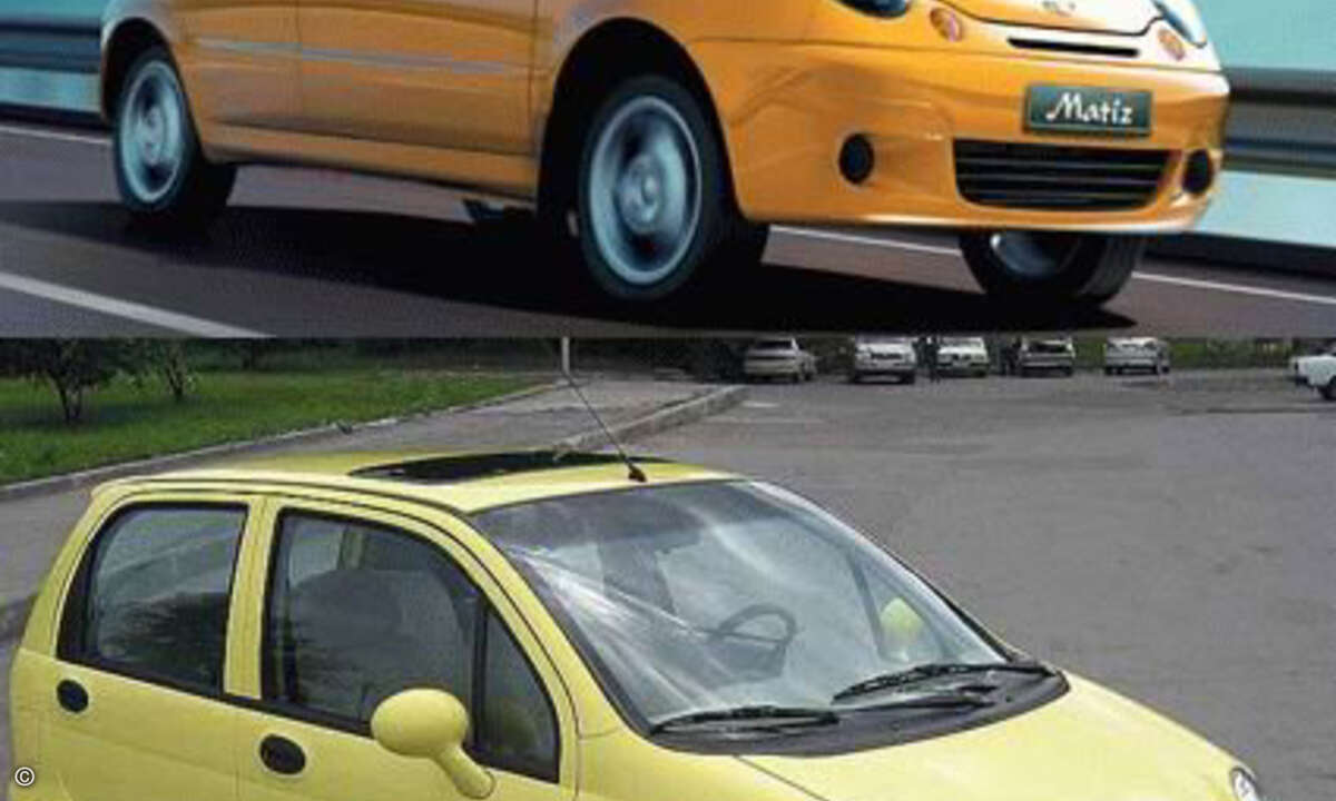 Daewoo Matiz: Original (oben) und Kopie