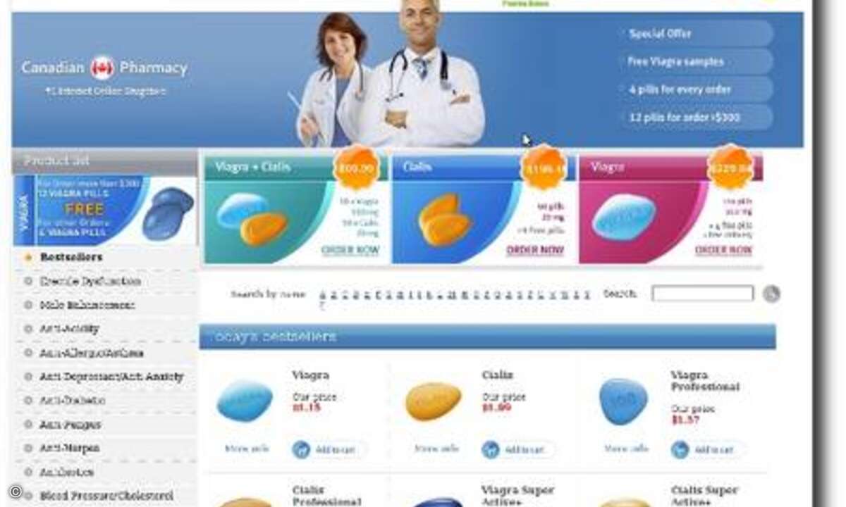 Die Empfänger der Spam-Nachrichten sollen auf eine Web-Seite in China weitergeleitet werden. Die bietet statt der versprochenen Grippemittel aber Viagra an. (Bild: Sophos).