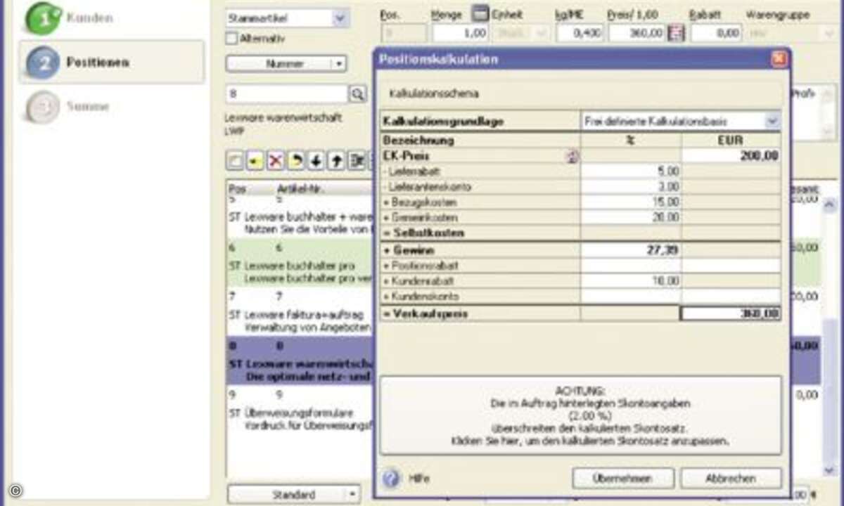 »Hinter« jedem E-Shop sollte eine funktionierende Warenwirtschaft stecken, hier Lexwares »Warenwirtschaft Pro Handel 2008«