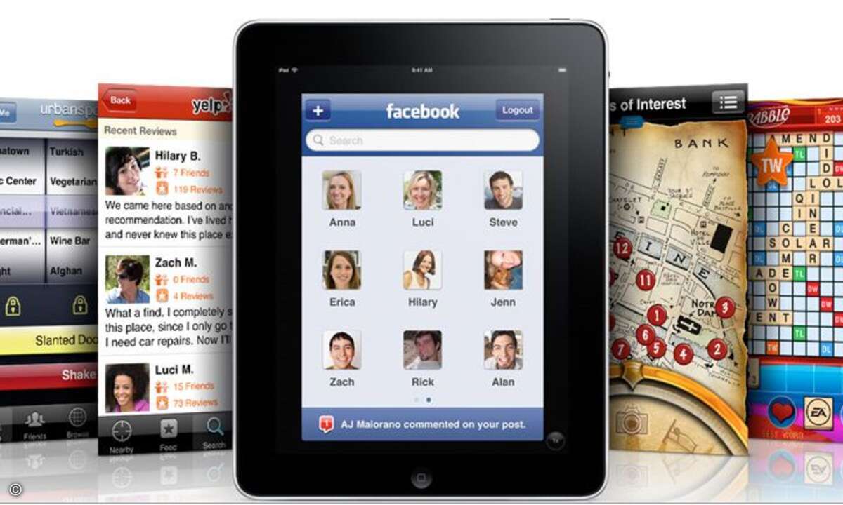 Die typischen Anwendungen für das iPad, die Apple auf seiner Web-Seite zeigt, suggerieren, dass der Tablet-Rechner eher etwas für Fans von Social-Networks, Videos und Spielen ist.