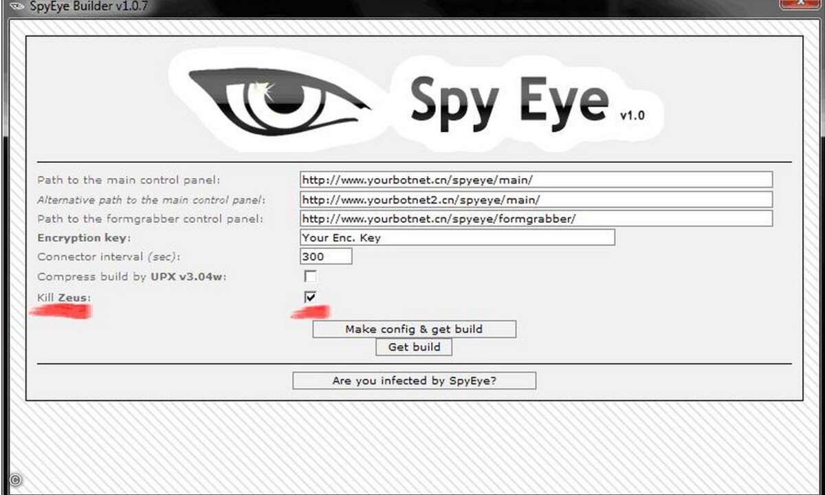 Die Kommandozentrale von SpyEye - ein Web-gestütztes GUI.