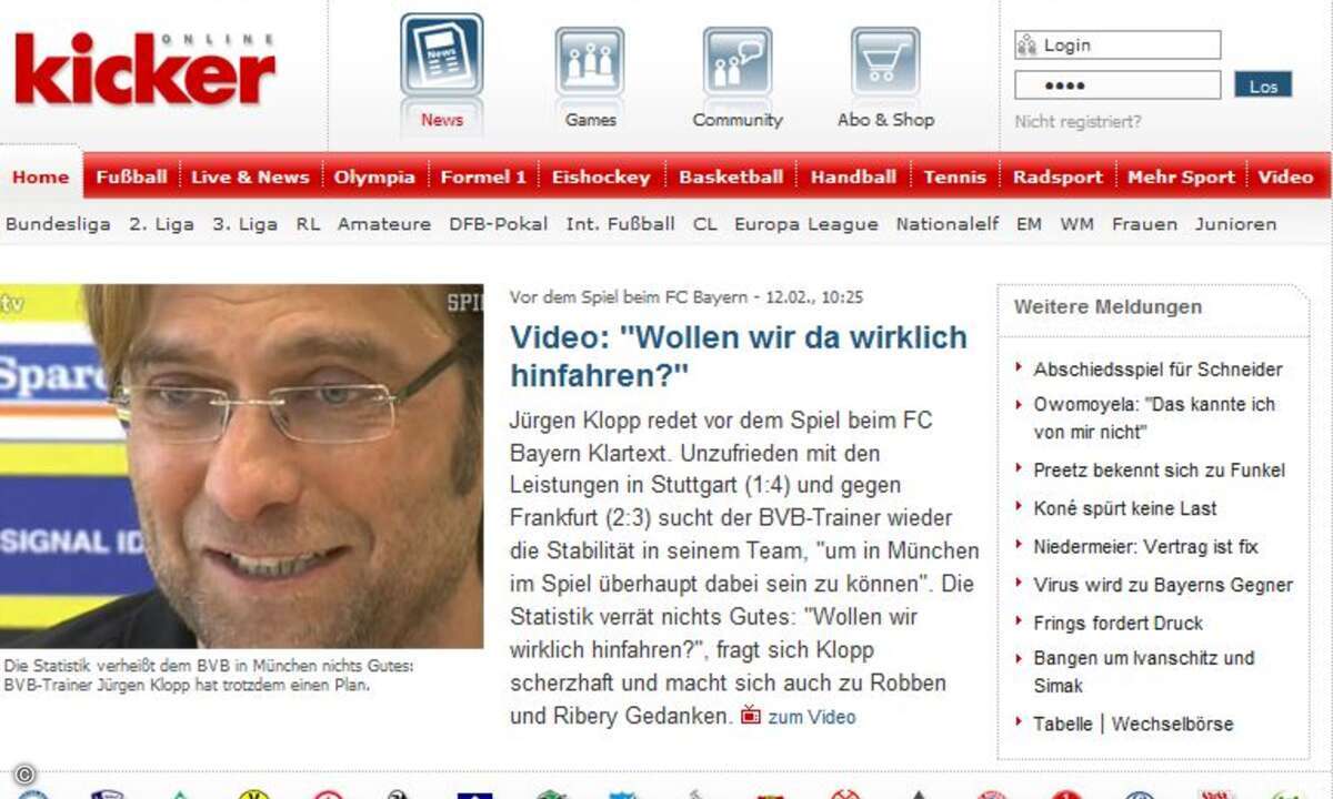 Über Informationsportale wie kicker.de informieren sich viele Mitarbeiter über aktuelle Sportergebnisse.