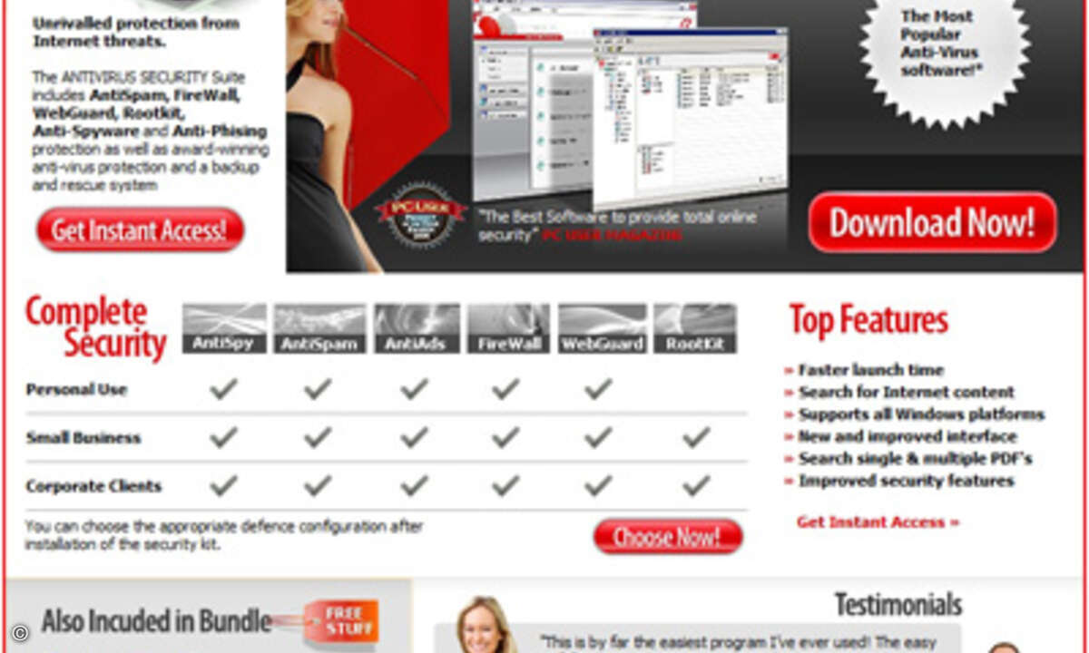 Die Security Antivirus Suite imitiert das Aussehen und Logo des seriösen Anbieters Avira.
