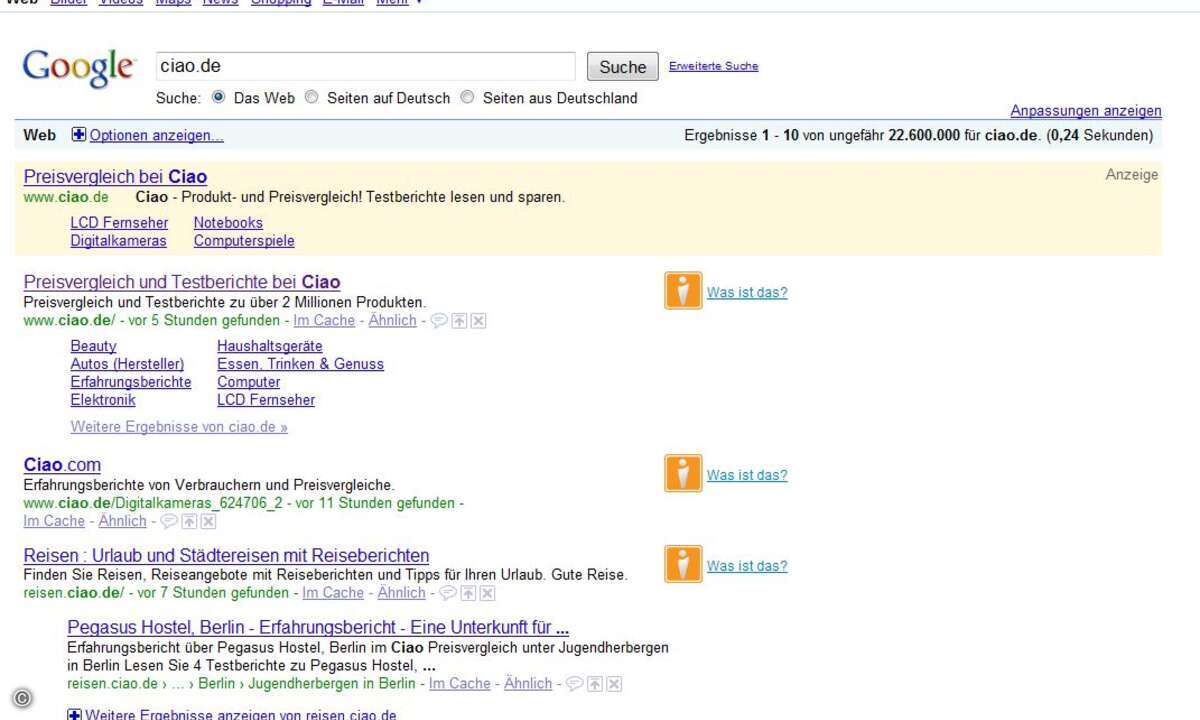 Über Google hat sich unter anderem Ciao.de beschwert. Die Begründung: Die Suchmaschine berücksichtige Content des Portals nicht in adäquater Weise.