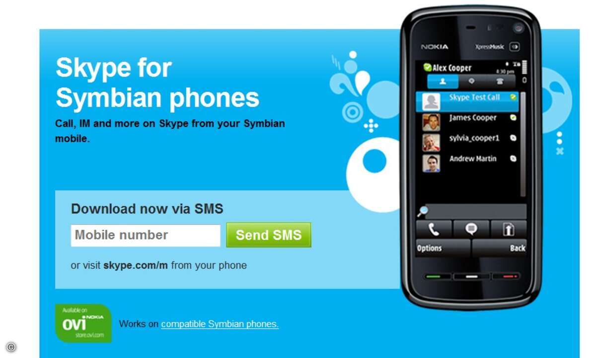 Derzeit ist der Skype-Client nur für Symbian-Telefone von Nokia erhältlich. Eine Version für Geräte von Sony-Ericsson soll folgen.